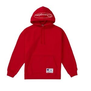 Supreme Champion outline Hooded sweatshirt Red Size: Large